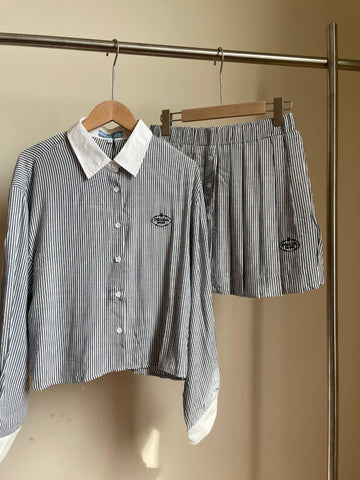 Prada striped shirt and skirt set