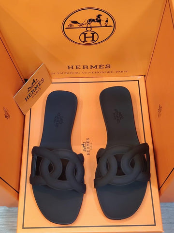 Hermes Noir Aloha Slippers