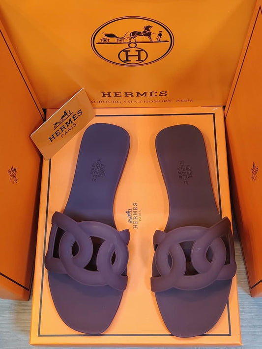 Hermes Noir Aloha Slippers